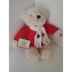 Vintage Hallmark Jingle Bear Teddy Musical Christmas Stuffed Scarf Plush Holiday